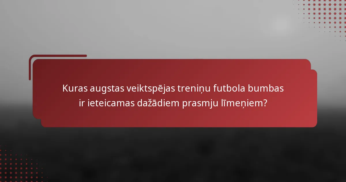 Kuras augstas veiktspējas treniņu futbola bumbas ir ieteicamas dažādiem prasmju līmeņiem?